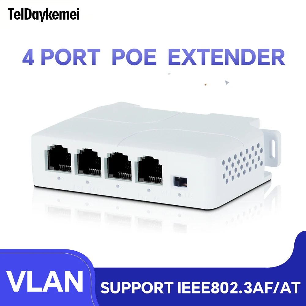 POE Extender 4 Port 10/100Mbps Network Switch With IEEE802.3af Plug And Play For PoE Switch IP Camera NVR AP