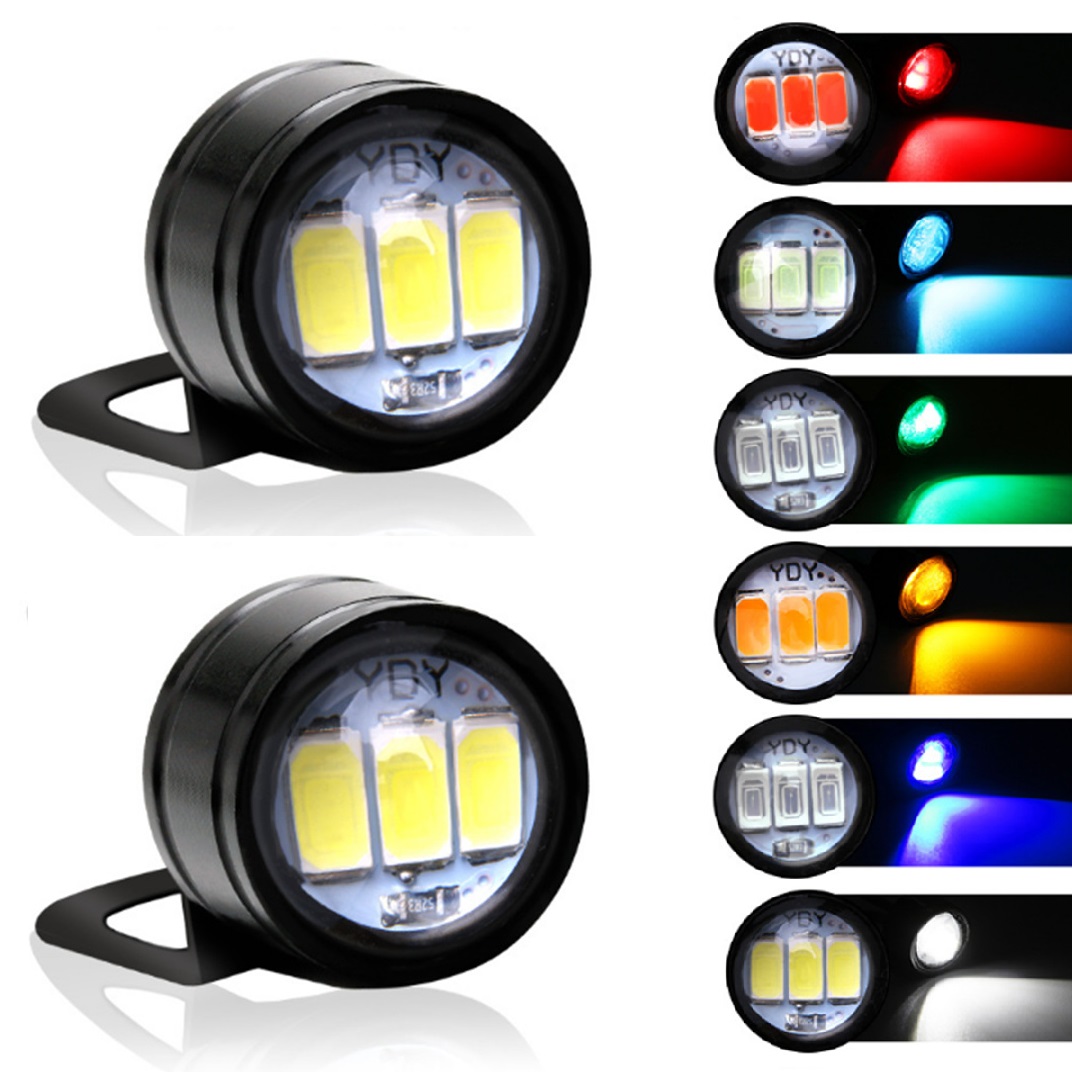 Luz de ojo de águila para motocicleta, luz de circulación diurna de 12V, luz LED de marcha atrás, Flash estroboscópico de respaldo, lámpara de águila, 2 uds.