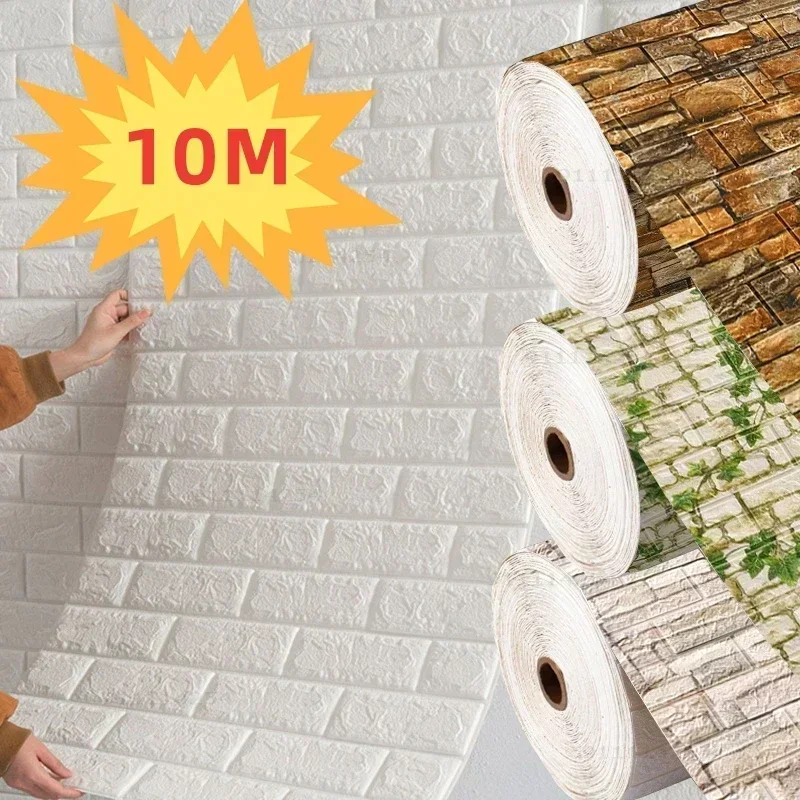 70cm x 1/5/10m tapeta 3D dekoracja samoprzylepna antyczna pianka ceglana tapeta salon sypialnia wodoodporna naklejka ścienna 3D