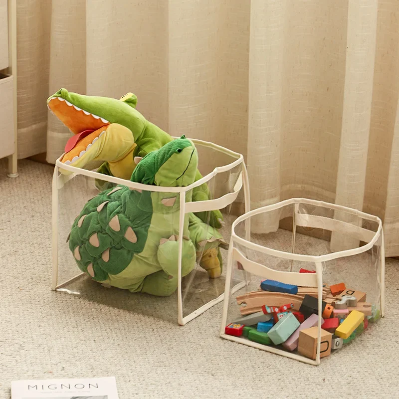 Transparent children's toy storage basket large size toy storage bag large capacity household multifunctional storage basket