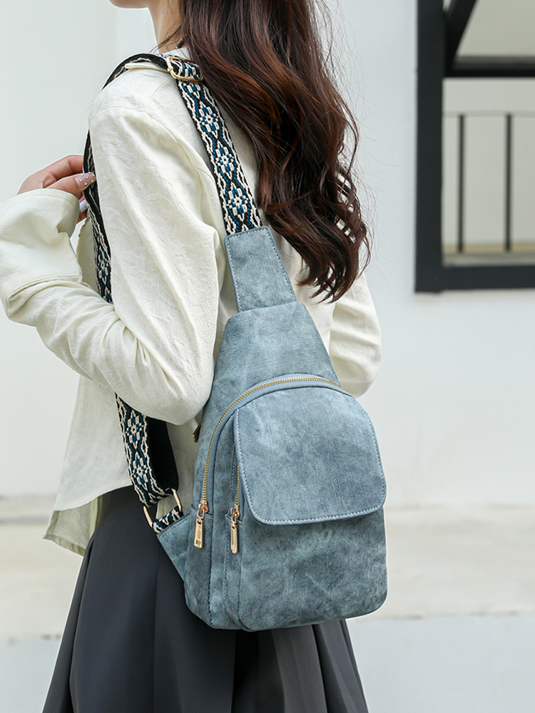 New 2024 Women's Crossbody Chest Bag Soft Leather Casual Versatile Single Shoulder Phone Wallet Small Backpack Mobile Money Bag