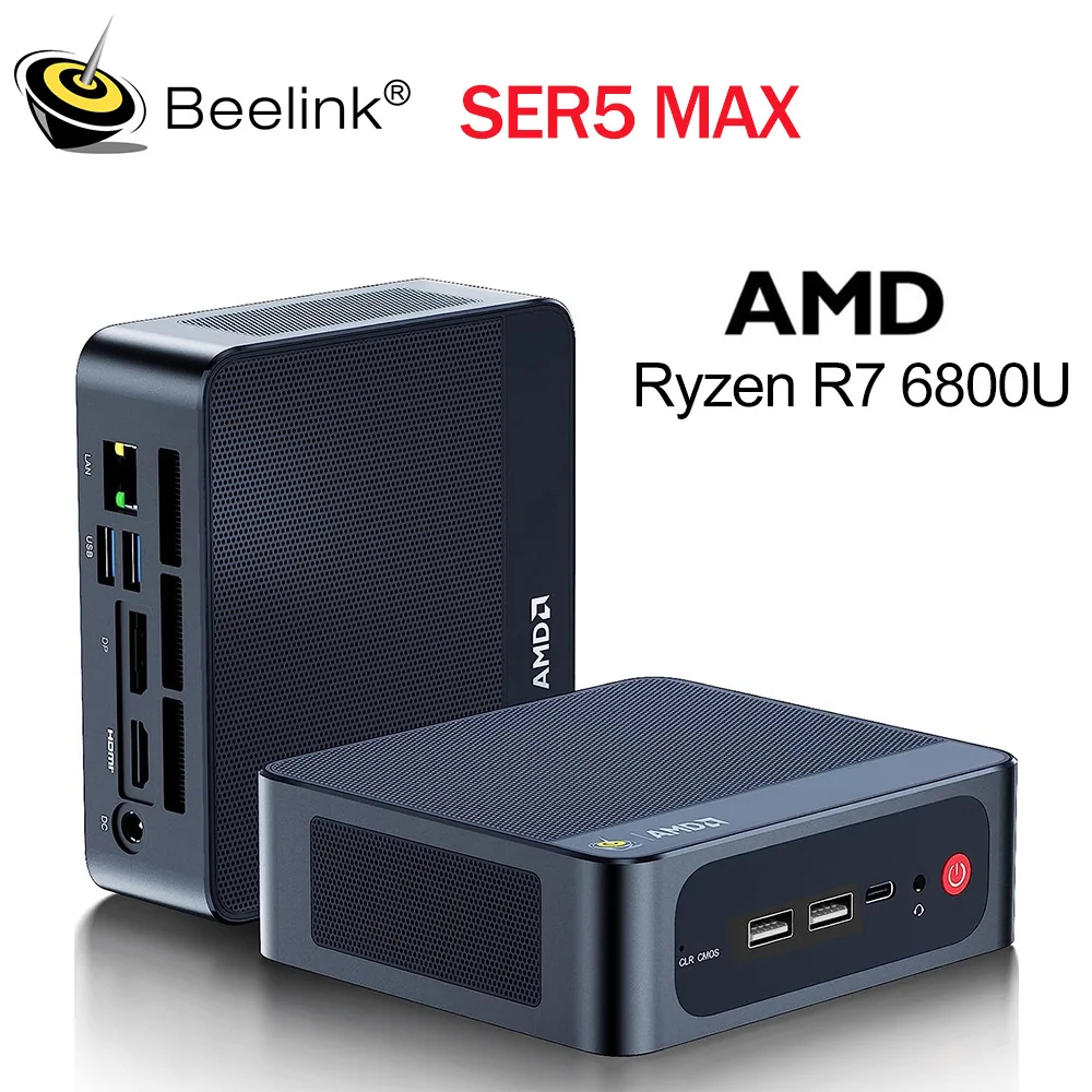 Beelink SER5 Max Mini PC  AMD Ryzen 7 6800U 4.7GHz DDR5 24GB 32GB SSD 500GB 1TB Support WiFi6 BT5.2 4K HD 1000M Desktop