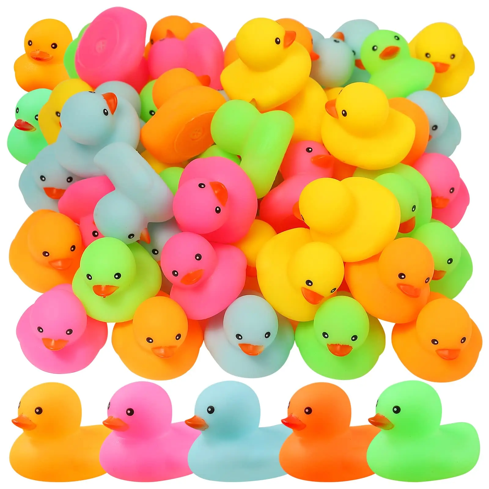 30/60/90pc Multicolor Mini Rubber Duck Bath Toy ,Squeak and Float Colored Small Ducks in Bulk Baby Sower Ducks ,Birthday Gifts