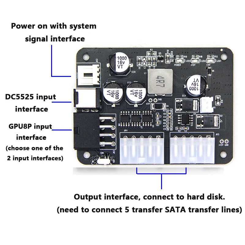 12v nas pico psu 4bay disco rígido hdd fonte de alimentação venda quente módulo DC-SATA 200w com cabo de alimentação com mineração motheboard