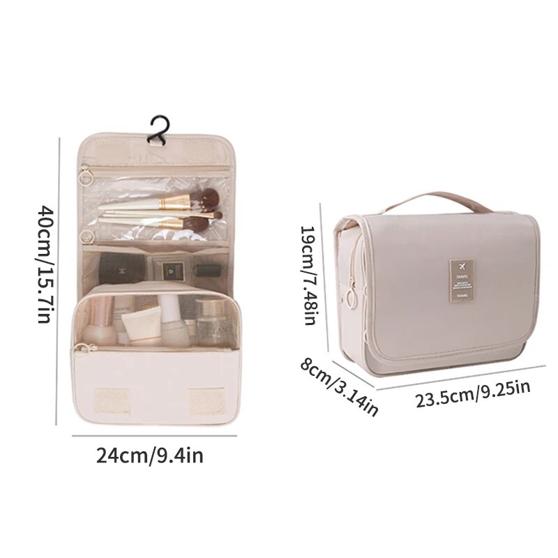 Sac de maquillage suspendu multifonctionnel de voyage, avec sac lavable suspendu, sac de rangement portatif de séparation sèche et humide de grande capacité