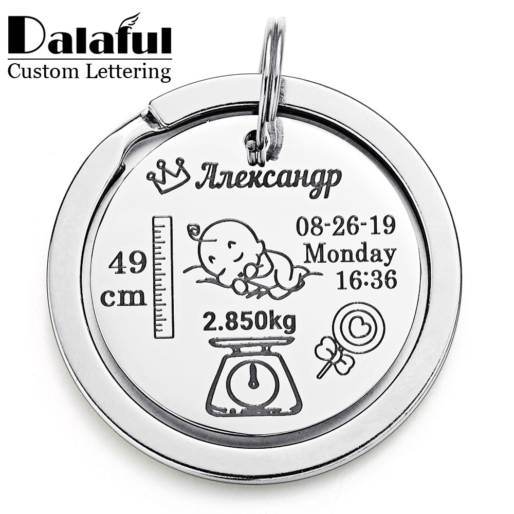 Chaveiro personalizado para bebê, nome, data de nascimento, altura de peso para recém-nascidos, comemoração, chaveiro personalizado, nova mãe, pai, presente p026