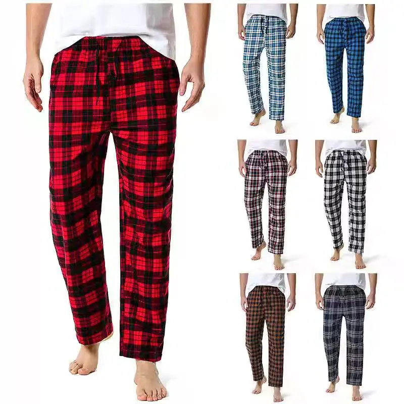 High-Waisted Cotton Men's Pajama Pants, Loose Fit, Summer Casual, Plus Size, Stylish, Thin, Home Wear Long Pants for Spring and Autumn