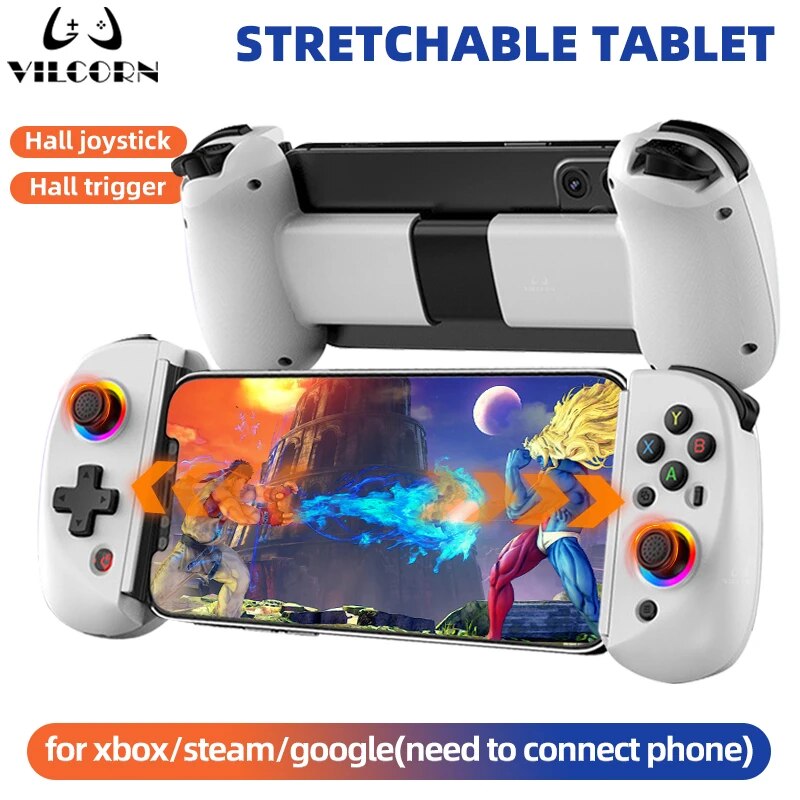 Vilcorn D8 Gaming Dual Hall flexible RGB-Controller Streaming Gamepad für Tablet Android PS4 Switch PC Joystick