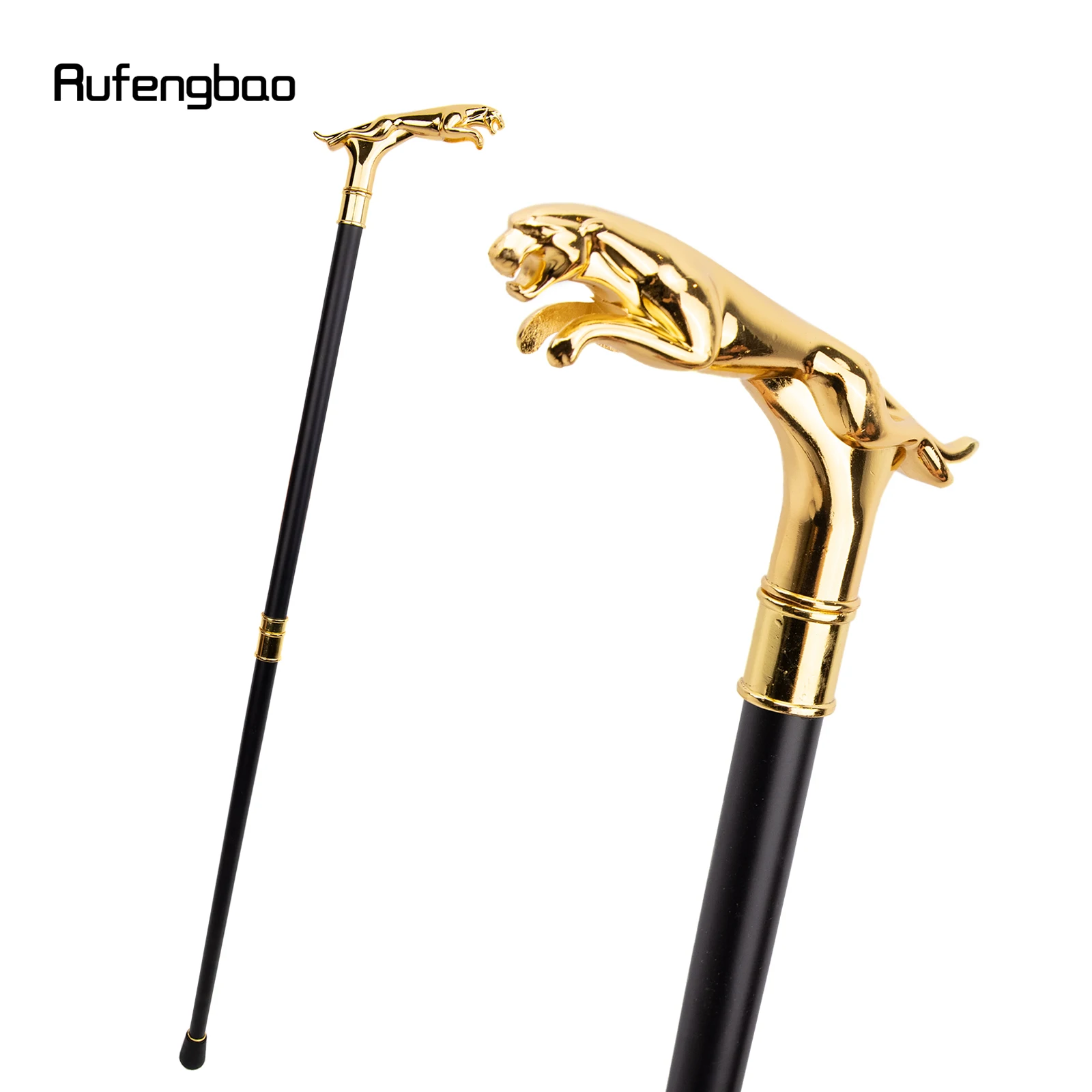Bastón de leopardo dorado de lujo con cola, bastón decorativo para fiesta, perilla Crosier elegante, 93cm
