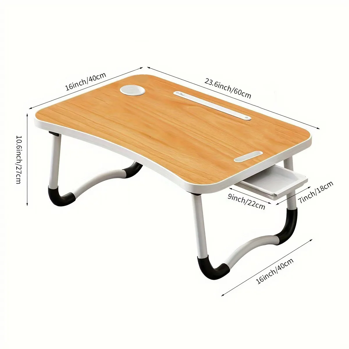 Laptop Bed Table Foldable Lap Table with Cup Holder Drawer Tablet Stand Laptop Bed Tray Table Portable Lap Table Foldable Legs