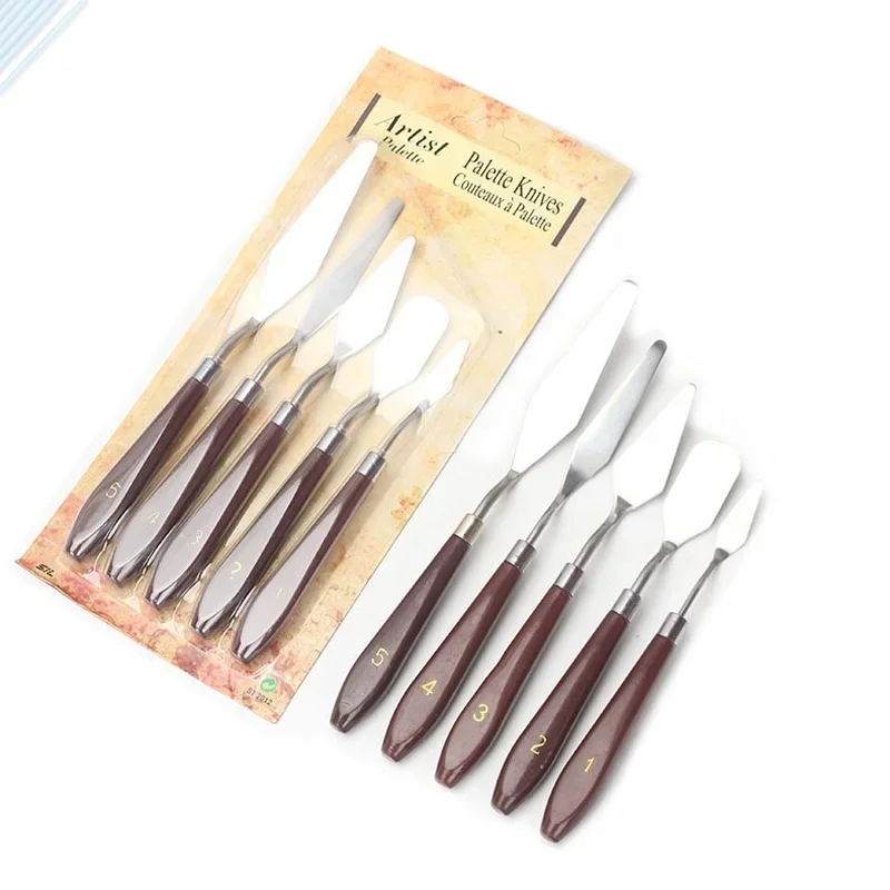 5 ชิ้นชุดภาพวาดสีน้ํามัน Scraper Palette มีดสีน้ํา Fine อะคริลิค Gouache สีไม้พายเลือกสีผสมเครื่องมืออุปกรณ์ศิลปะ