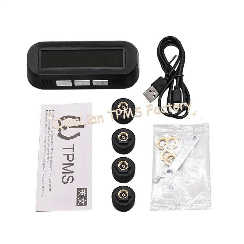 Sistema de monitoramento de pressão dos pneus tpms solar, aviso de temperatura, economia de combustível com 4 sensores externos, monitor de pressão dos pneus do carro