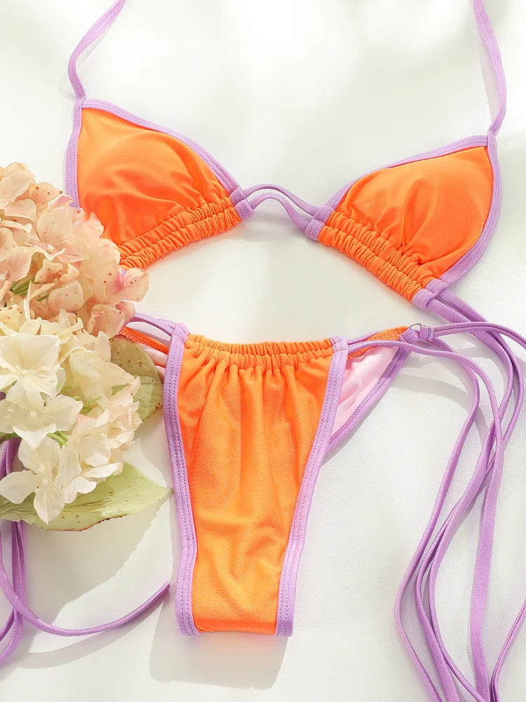 Rinabe-Maillot de bain bandage pour femmes, triangle, bikini, micro string, sexy, brésilien, vêtements de plage