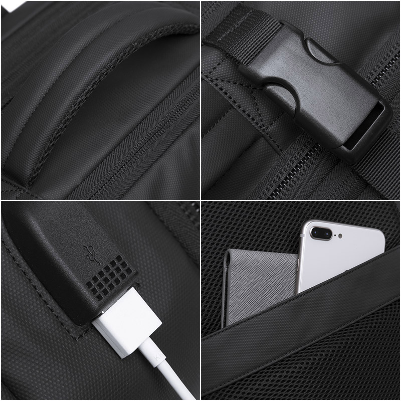 BANGE Reiserucksack für Herren, Business-Rucksack, Schule, erweiterbare USB-Tasche, große Kapazität, 17,3 Laptop, wasserdicht, modischer Rucksack