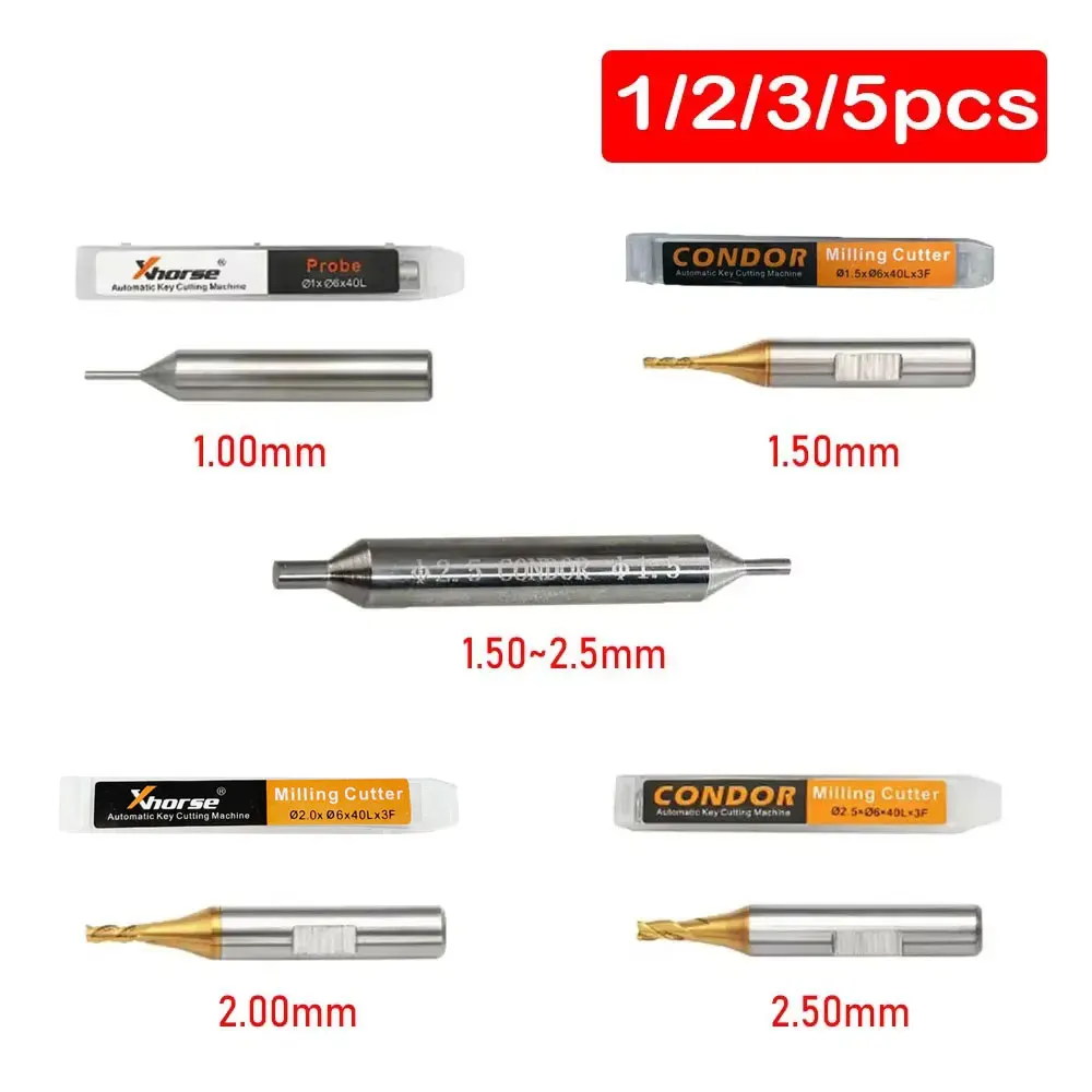 Sonda de fresa de 1.0mm 1.5mm 2.0mm 2.5mm para xhorse condor xc mini plus golfinho XP-005 golfinho XP-007 máquina de corte de chave