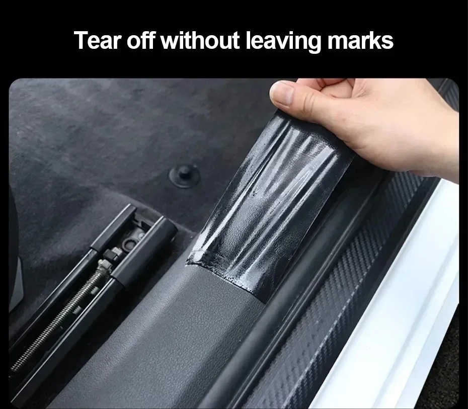 Pegatina de fibra de carbono 3D, película protectora para umbral de coche, antiarañazos, impermeable, Nano pegatina negra mate para carrocería de coche