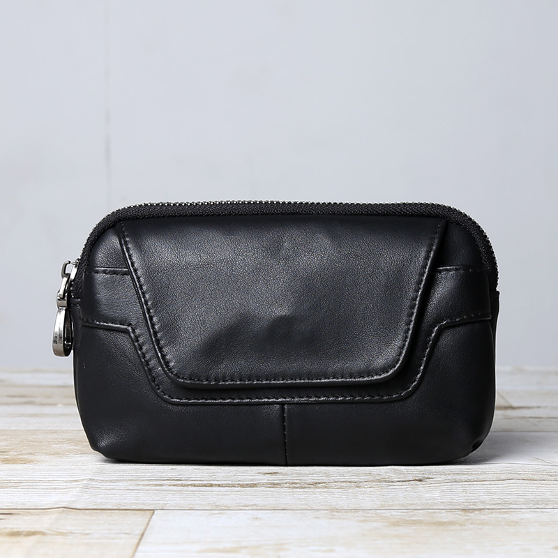 Saco do telefone móvel de couro genuíno, Cinto de uso masculino, Bolsa de cintura, Bolsa multifuncional para celular horizontal
