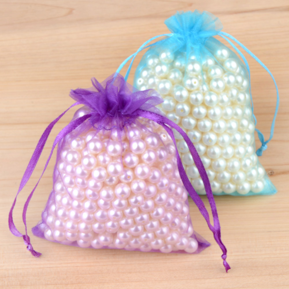 50pcs/Lot 9x12cm Small Organza Drawstring Pouch Bag for Party Gift