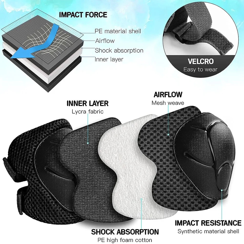 Crianças equipamentos de proteção joelheiras e cotoveleiras 3 em 1 com protetor de pulso para patinskate ciclismo patinação bicicleta scooter