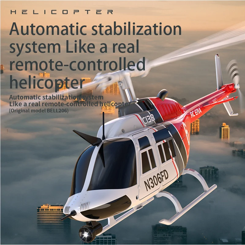 Cpara-Simulation de tarte télécommandée, BELL 206, modèle d'avion télécommandé, 1/33, 2.4G, jouet pour enfants pleine échelle