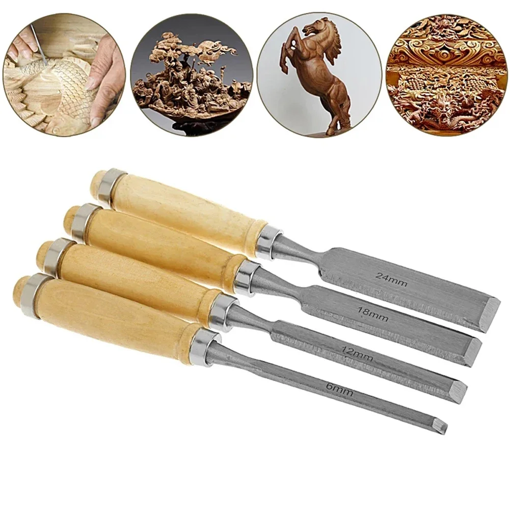 4Pcs Carving Chisel Wood Chisels Set Professional Woodworking Gouge Curved Chisel For Carpentry Sculpture Carve Craft Chisel