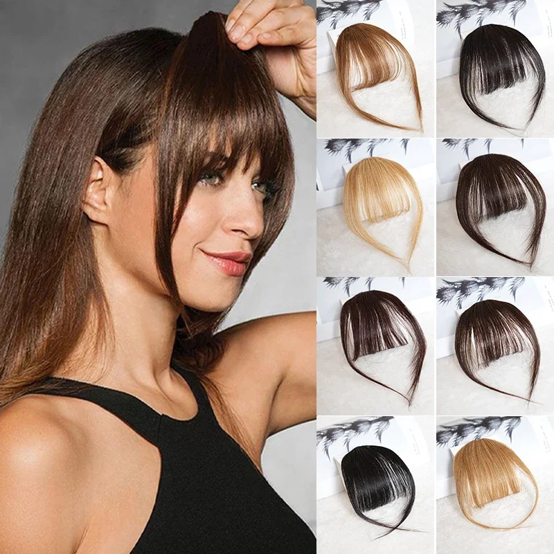 Franja de ar invisível 100% cabelo humano, extensão de cabelo frontal, franjas de ar, acessórios de estilo para mulheres