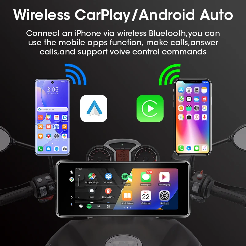6,86 zoll Motorrad DVR Navigation CarPlay Kamera Linux IP67 Wasserdicht Dual Bluetooth Für Moto bildschirm Drahtlose Android Auto