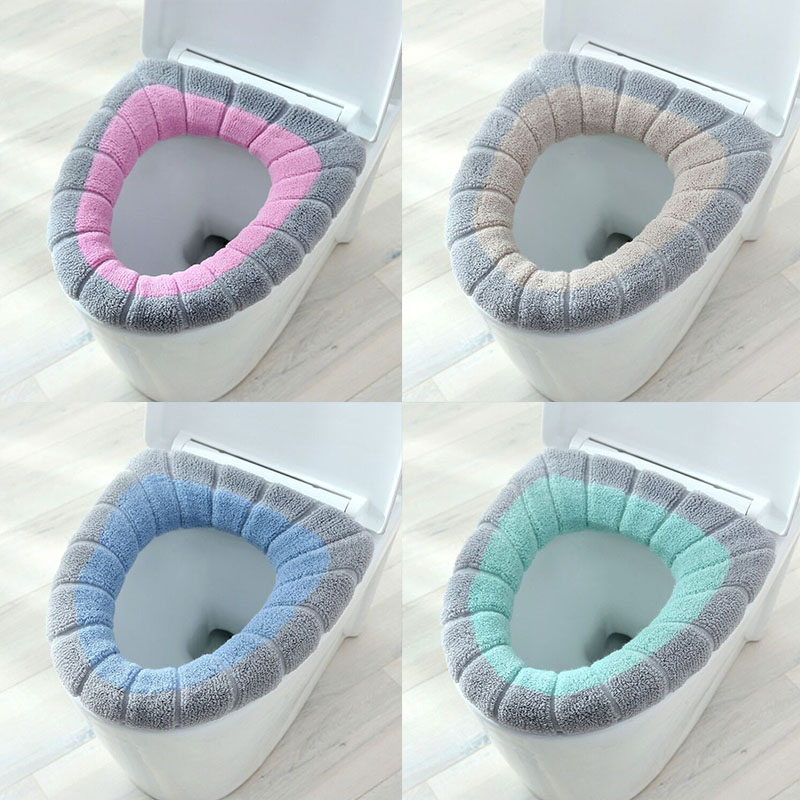 ฤดูหนาว WARM Toilet ฝาครอบที่นั่งล้างทําความสะอาดได้ห้องน้ํา Pad เบาะจับหนานุ่ม MAT ถักอุ่น Nearstool MAT