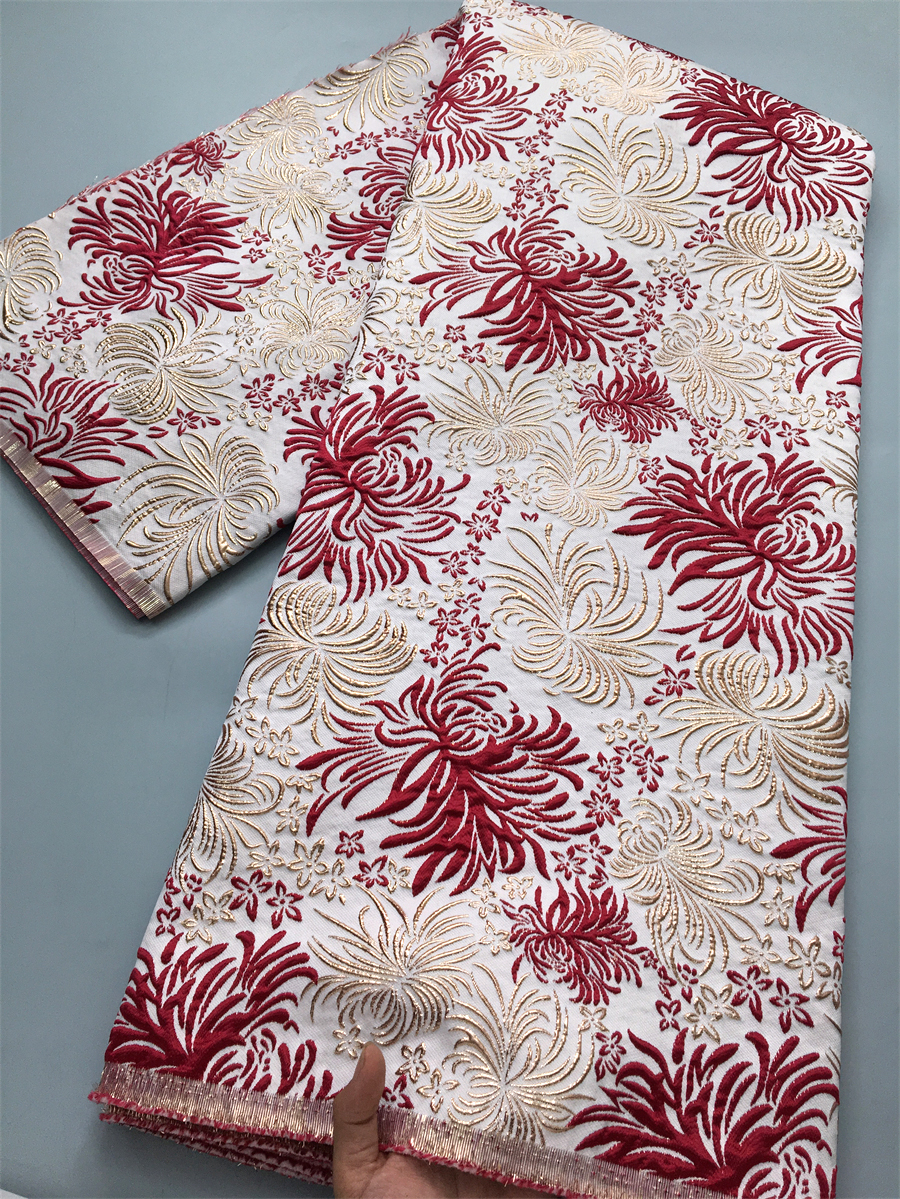 ผ้าผ้า Jacquard และลูกไม้คุณภาพสูง 2025 แอฟริกัน Gilded ลูกไม้ผ้าสําหรับสตรีชุดราตรีเย็บ, 2.5 หลา 4145