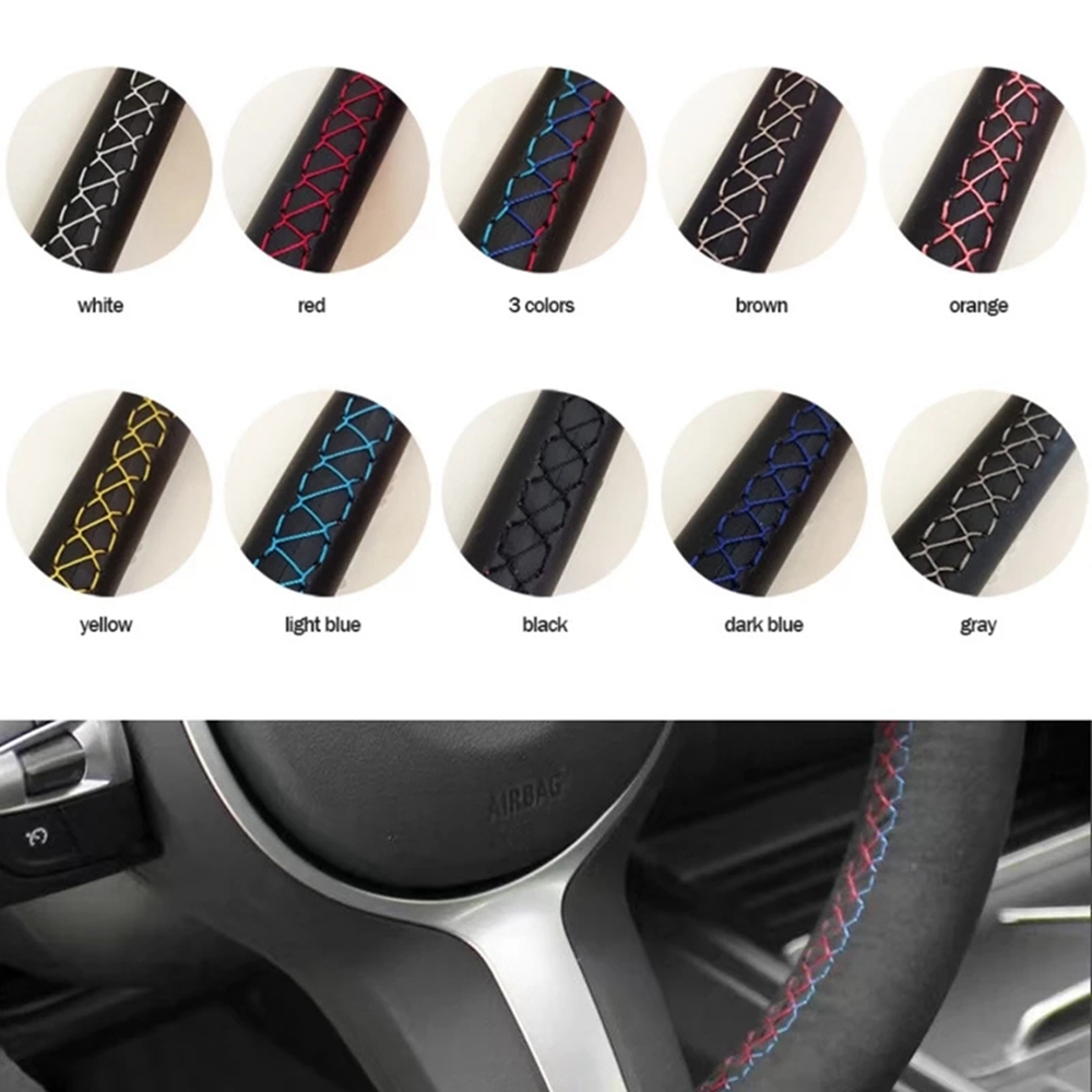 Funda trenzada para volante de coche, protector de cuero de gamuza antideslizante personalizado para BMW M Sport M3, E90, E91, E92, E93, E87, E81, E82, E88, X1, E84