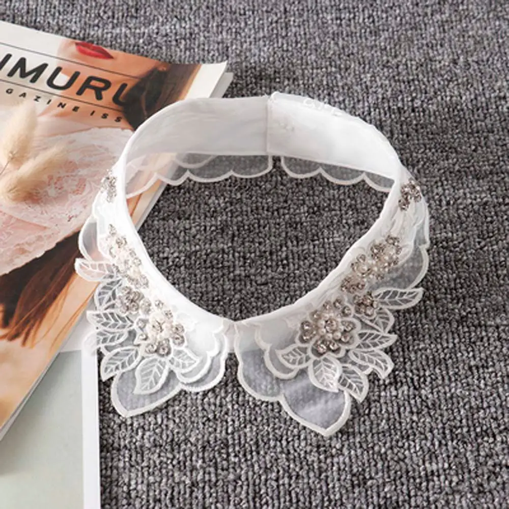 Party Detachable Pearl Cotton Leaves Hollow Fake Neckline Shirts Collars Lace Fake Collar