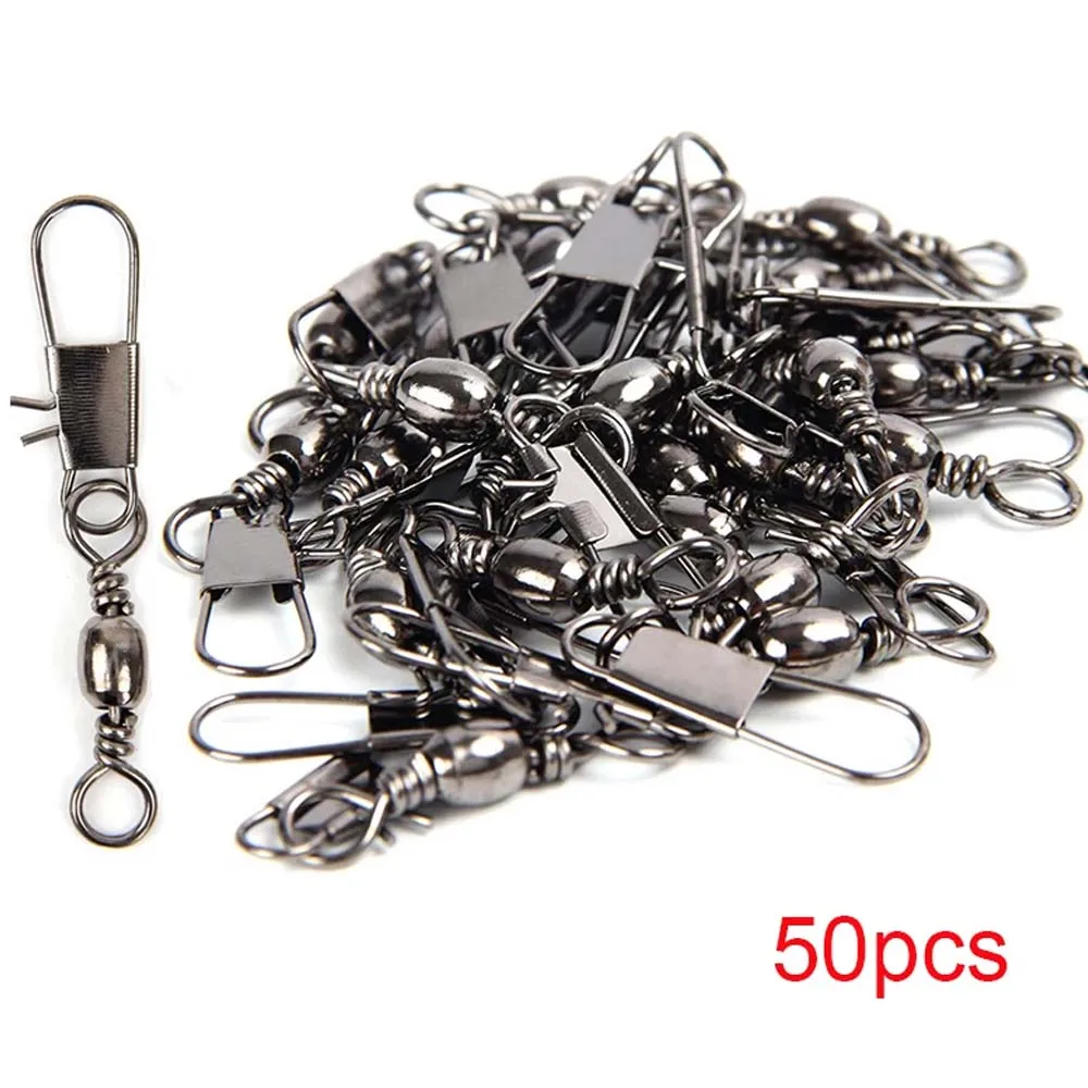 JSFUN 5 tamaños 100 unids/pack giratorios conector de pesca Pin rodamiento giratorio Snap Fastlock Clips anzuelo aparejos de pesca