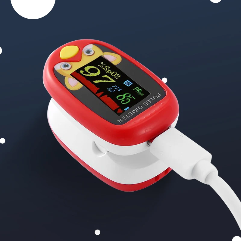Wiederaufladbare Kind Finger Pulsoximeter TFT Display Strap Lanyard Blut Sauerstoff Sättigung Meter Kinder Kinder Oximetro SPO2