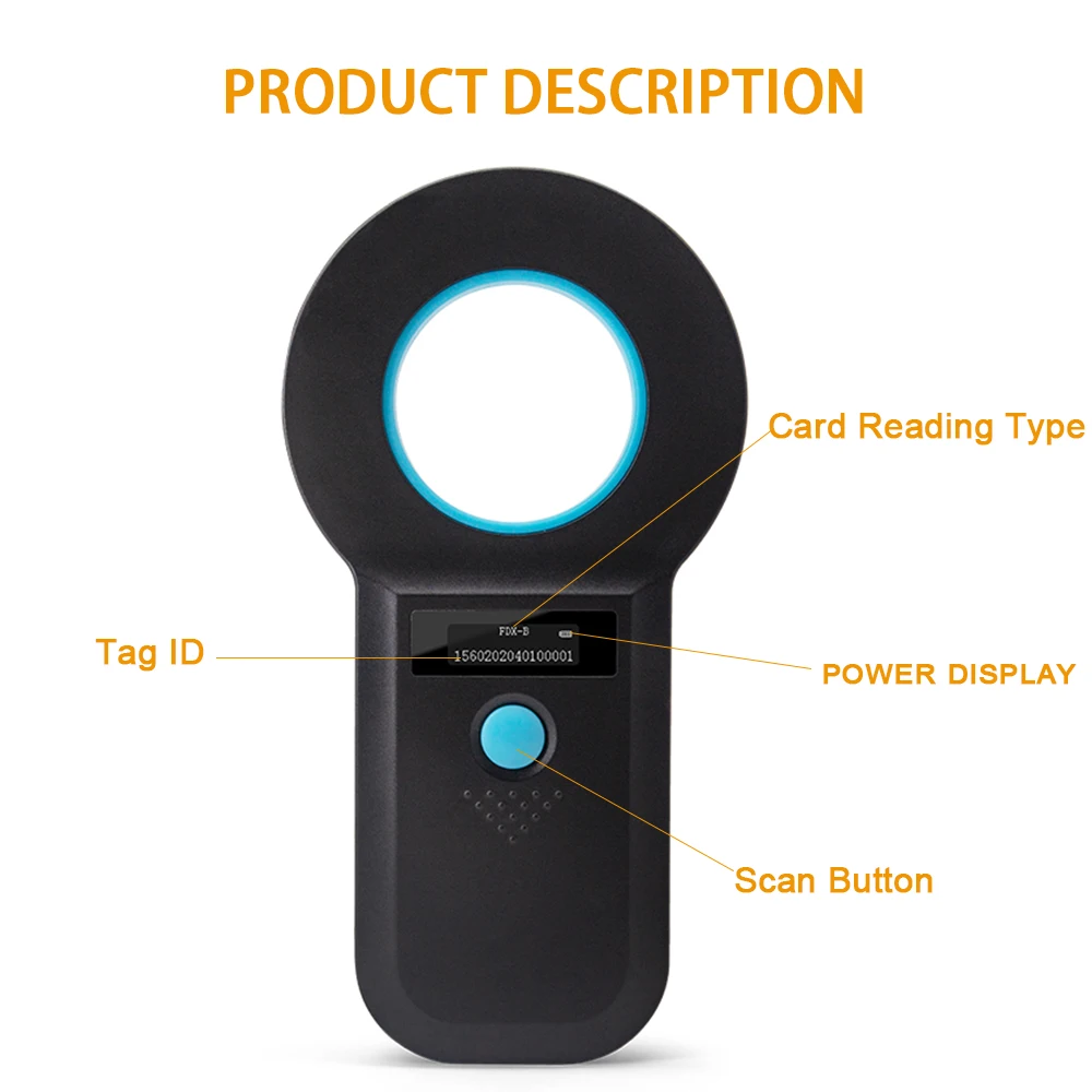 Leitor de animais rfid bluetooth 134.2khz, scanner de identificação de animais de estimação emid fdx-b iso 11784/85, registro de etiqueta de microchip para cão de peixe de vaca