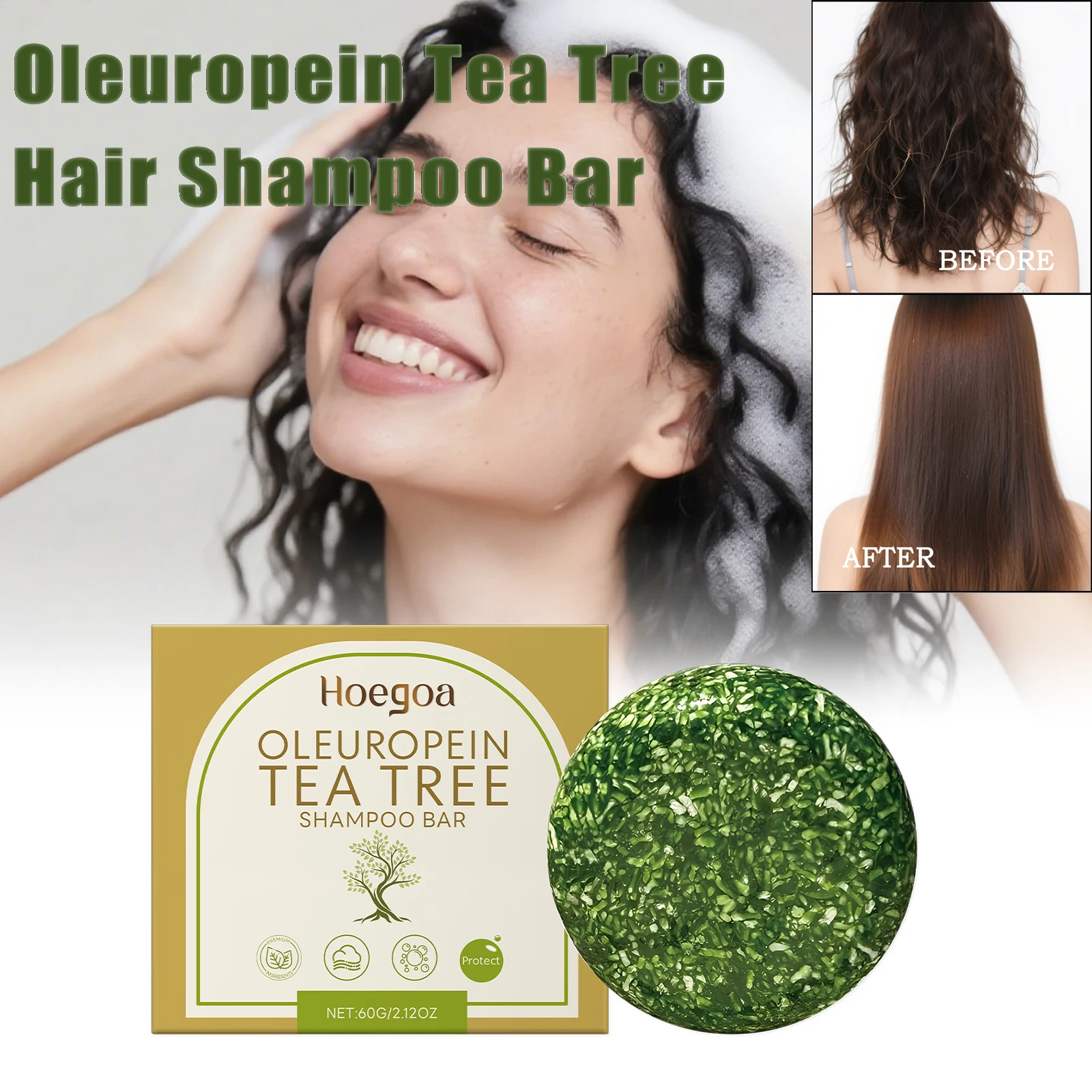 Barre de shampoing anti-pelliculaire à base de plantes, huile d'arbre à thé douce, Essence, contrôle de l'huile, nettoyage du cuir chevelu, savon de soin, réparation des cheveux endommagés