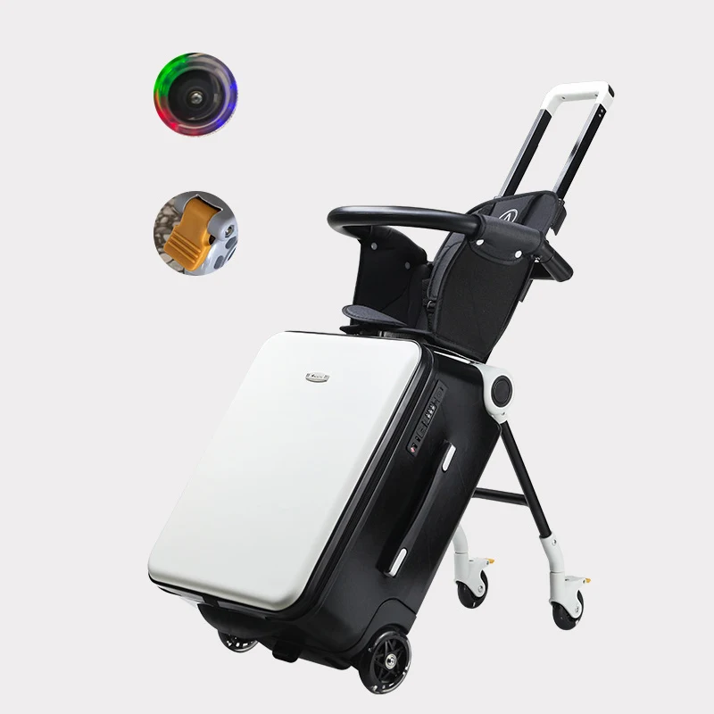 Kinderkoffer mit Spinnerrädern, große Koffer mit Kindersitz-Design, 20-Zoll-Hardside-Handgepäck für Reisen