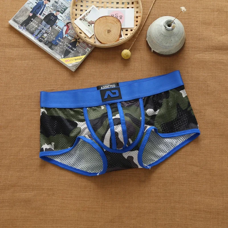 Männer nylon mesh atmungs kühlen Camouflage unterwäsche addicted jugend boxer briefs