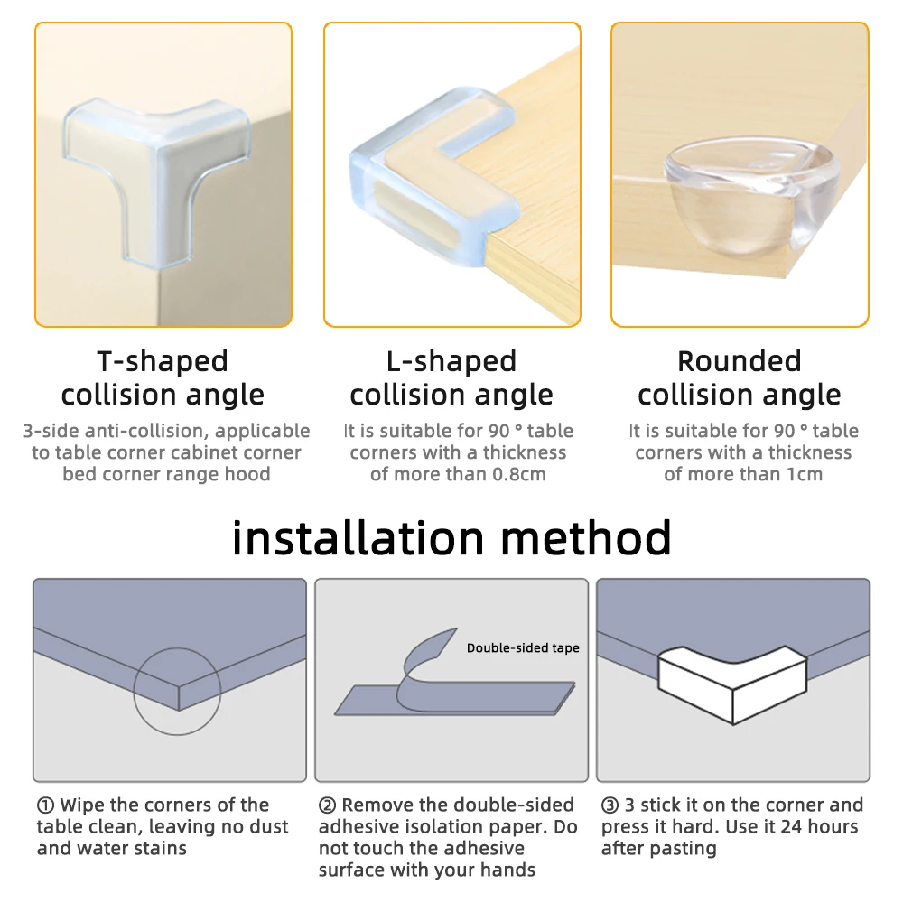 Baby Safety Corner Protection Table Silicone Edge Corner Guard Transparent Anti Collision Desk Protection Cover