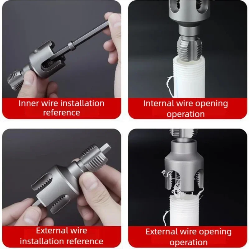Dual Function Pipe tracking Thread Cutting Tool Universal Wire Tool Integrated Internal External Pipe Threading Home Maintenance