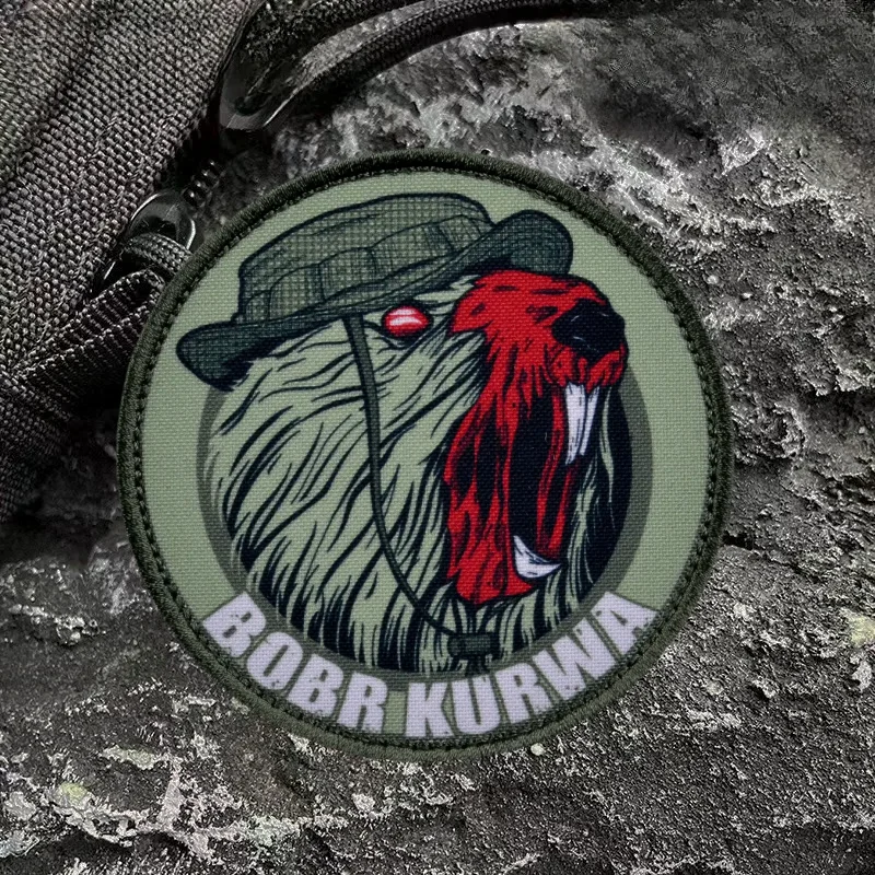 “Beaver” Morale Tactical Patch Printed Hook&Loop Patches Military Bobr Kurwa Army Badge Armband Combat Backpack Stickers