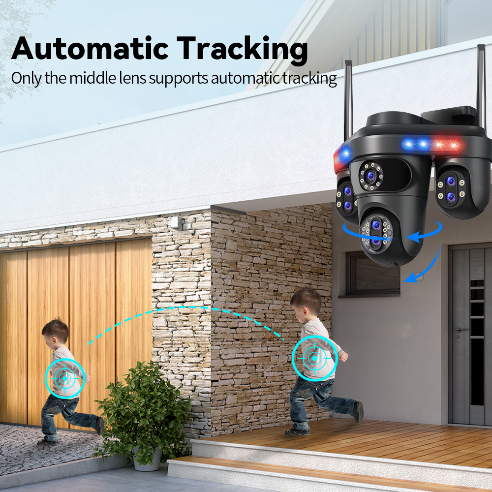 DIFANG 35MP WiFi IP Camera 4 Screens 7 Lens 10X Zoom Outdoor Wireless PTZ Security Cam Auto Tracking CCTV Surveillance Camera