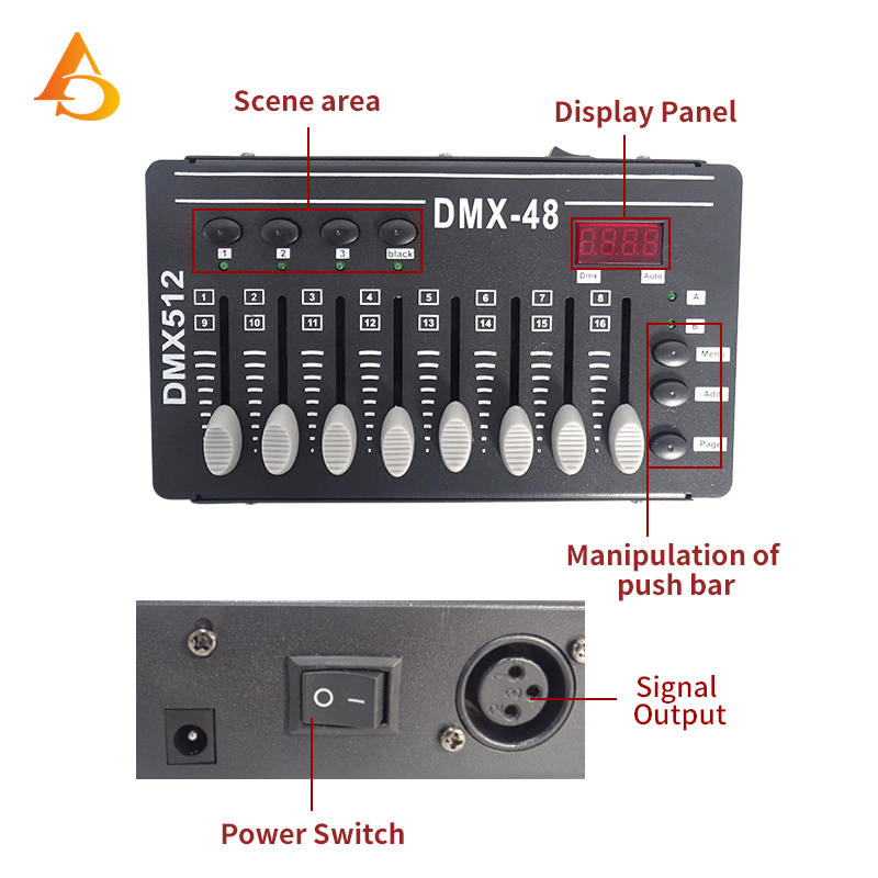 Light DMX-48 Controller Mini DMX Controller Stage Dimming DJ sounds, party lights, pyrotechnic shows