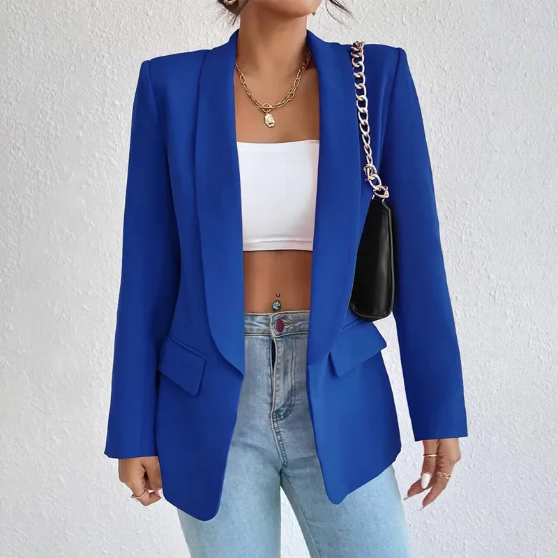 Frühling Frauen Jacke Solide Polyester Baumwolle Nicht Stretch Langarm Büro Dame Blazer Neue Mode In Outer Mäntel
