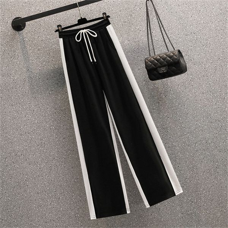 2024 秋の新ポロ襟長袖シャツカジュアルパッチワークワイドレッグパンツ 2 点セット女性のパンツセット
