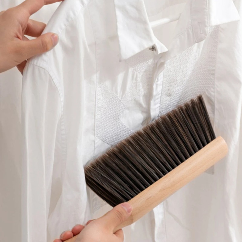 Brosse de lit à Long manche, manche en bois, brosse de balayage de lit en bois massif, brosse à tapis, brosse à poils souples 1 pièce