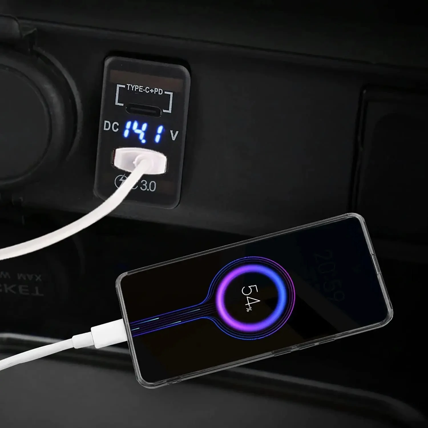 USB Autolader Socket Quick Charge 3.0 & PD USB C Poort Stopcontact Adapter voor 12 V/24 V Toyota Voertuigen