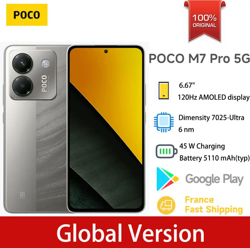 Versione globale POCO M7 Pro MTK Dimensity 7025-Ultra Smartphone Display da 6,67" 120Hz Fotocamera OIS da 50MP Batteria da 5110mAh Cellulare