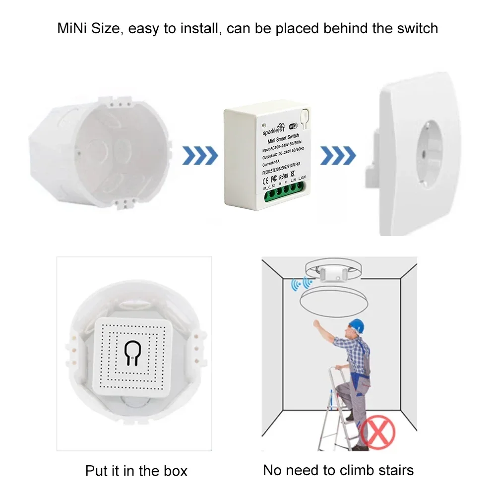 Matter 16A WiFi mini interruptor inteligente desconexión de paso salidas de Control Dual funciona con Apple HomeKit Alexa Google