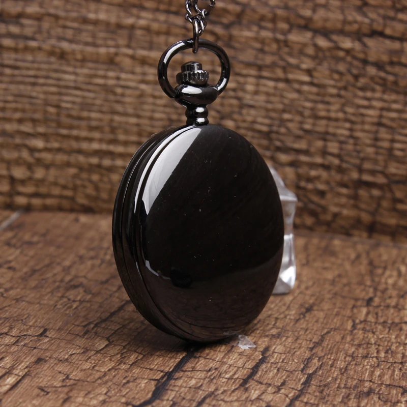 แบบย้อนยุคสุดหรูสีดำแฟชั่น Silver Smooth Steampunk Quartz นาฬิกาพ็อกเก็ตนาฬิกาสร้อยคอจี้สแตนเลสสำหรับผู้ชายผู้หญิงเพื่อน