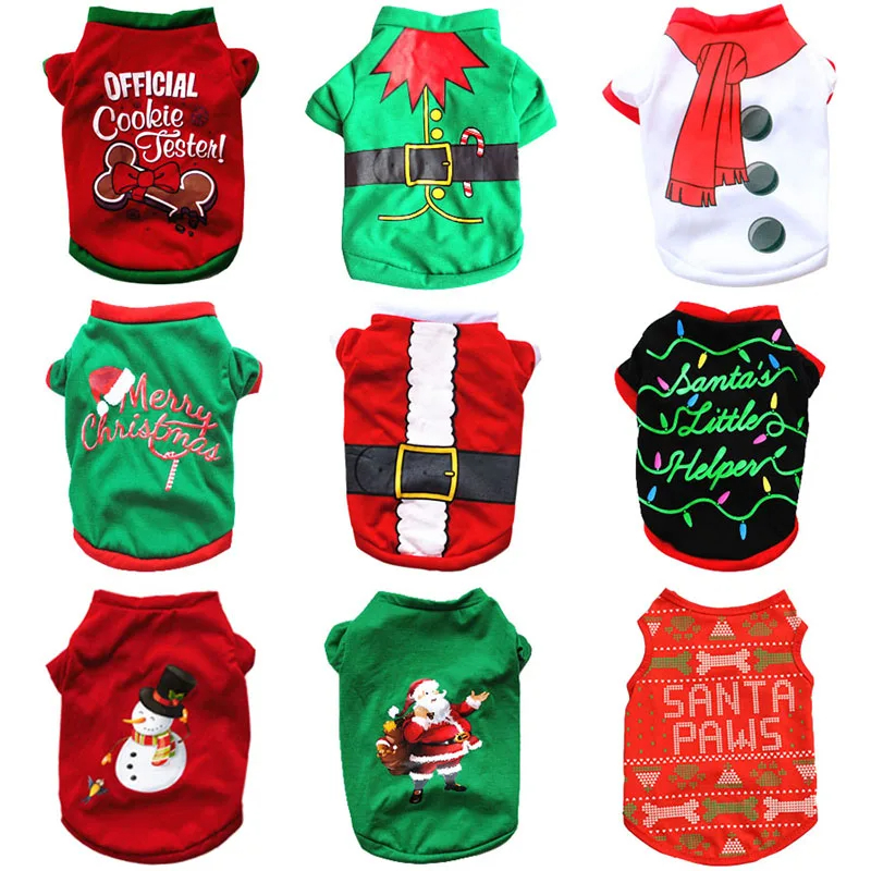 Ropa navideña para perros, ropa para mascotas de Año Nuevo, disfraz para perros pequeños y medianos, camisa para mascotas Chihuahua, ropa cálida para perros Yorkshire